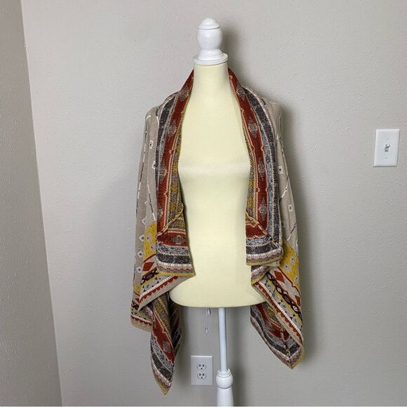 Freeway Boho Southwestern Open Front Cardigan Pancho Women's Size Large - Picture 8 of 12